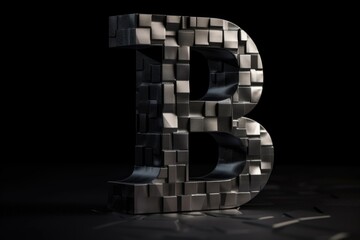 letter b, 3d block letters style, on black background