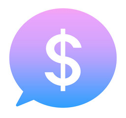 青紫色のグラデーション｜ドルマークと吹き出し