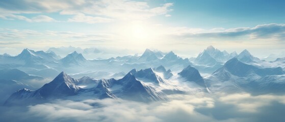 Obraz premium Great high mountains are covered with snow