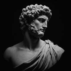 Classic statue bust on black background