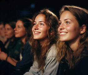 Fototapeta premium American middle school girls are listening carefully to the class