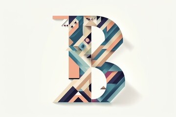 letter b, geometric patterns style, on white background
