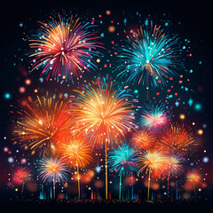 Fototapeta premium illustration of colorful firework background