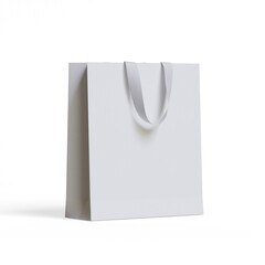 Shopping bag white color realistic paper texture isolated on white background illustration 3D rendering