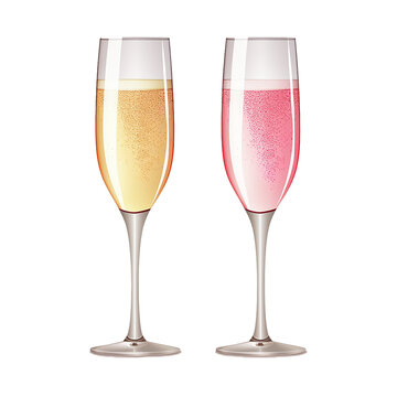 illustration champagne in tall glasses