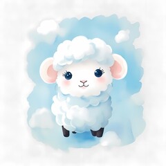 cute little sheep in watercolor style