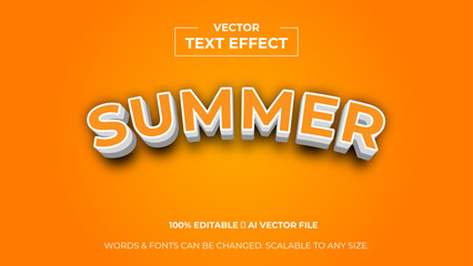 Summer text effect editable text style. Editable text effect. vector editable font for graphic tee, banner, poster, post, social media or logo. vector illustration