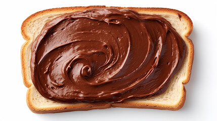 Chocolate spread on toast isolated on white background. Made with generative ai