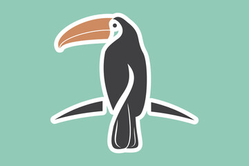 Toucan bird vector cartoon flat icon sticker design illustration. Cute Toucan bird cartoon sticker vector illustration.