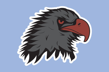 Eagle Bird logo Sticker design vector illustration. Animal nature icon concept. Bird eagle vector, eagle head logo, bird safe sticker design logo.