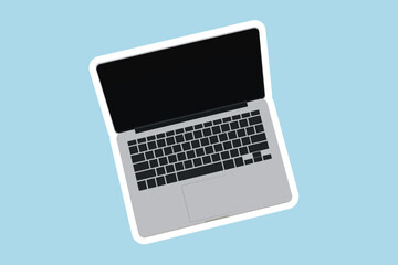 Laptop Sticker design vector illustration. Technology objects icon concept. Workspace with laptop vector sticker design with shadow.
