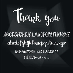 Obraz premium Alphabet, hand print, letters, numbers, symbols, calligraphy, lettering, handwritten