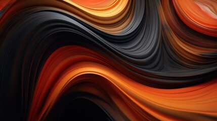 Illustration orange and black in the form of wave waves, futuristic background.