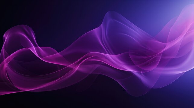 Illustration of abstract purple polar lights concept, glowig shapes in the dark background
