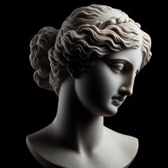 Classic statue bust on black background