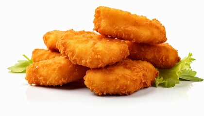 Crispy fried chicken on white background, Delicious fried chicken on the plate white background