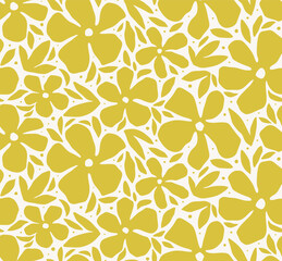 Fototapeta premium Hand drawn minimal abstract flower seamless pattern.