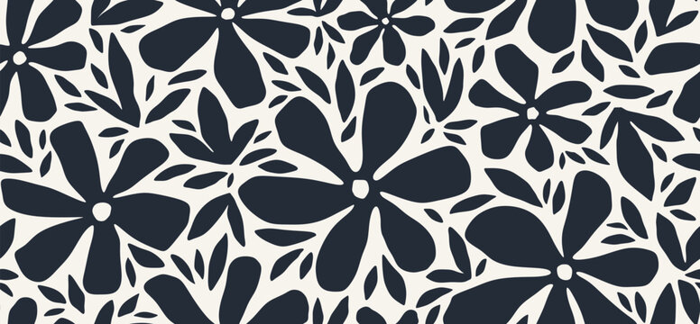 Fototapeta Simple abstract flower seamless pattern vector drawing.