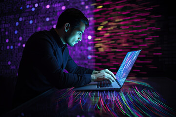 person using artificial intelligence to analyze stocks, return on investment, ROI, money growth, growing revenue and profit, online shopping, digital, e-commerce, buy products & services on a website