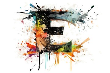 letter e, grunge style, on white background