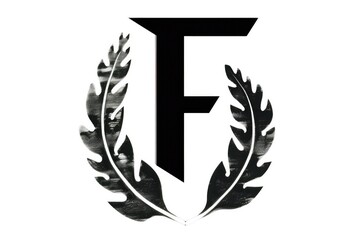 letter f, stencil, on white background