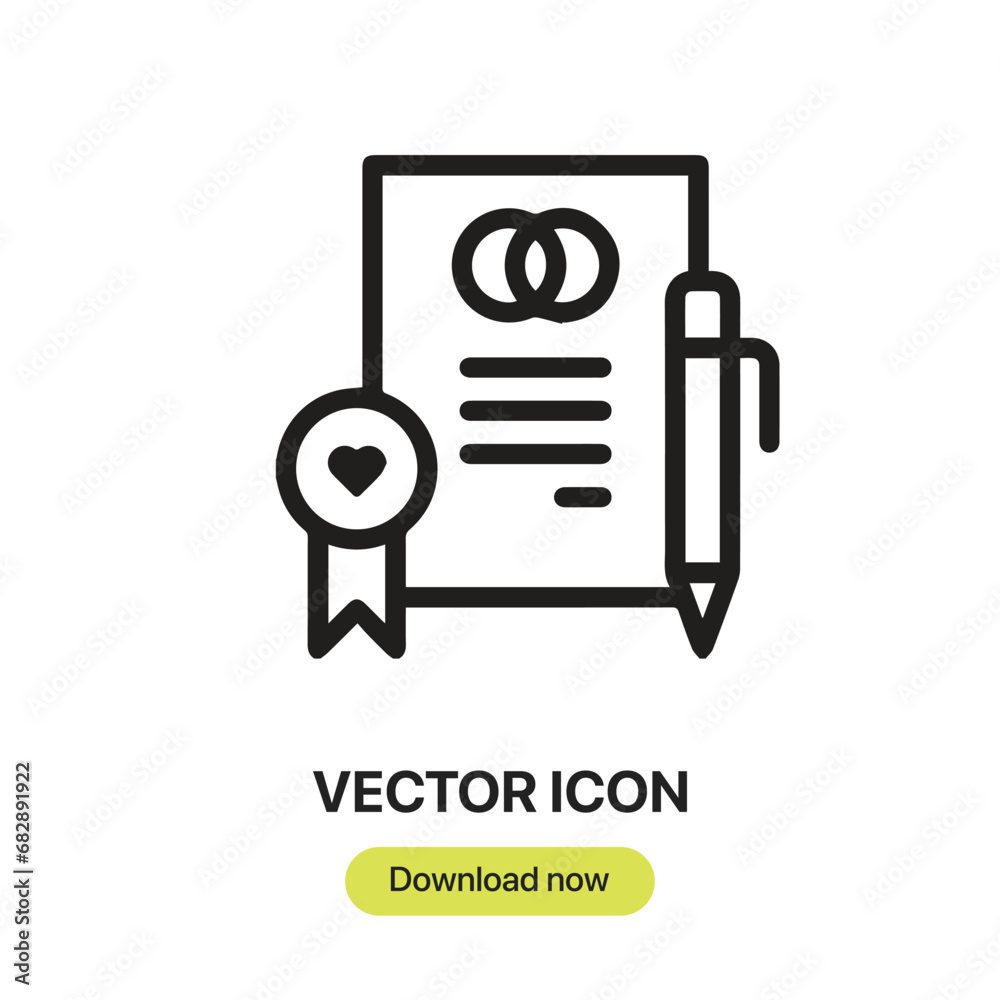 Leinwandbilder Marriage icon vector. Linear-style sign for mobile concept and web design. Marriage symbol illustration. Pixel vector graphics - Vector.
