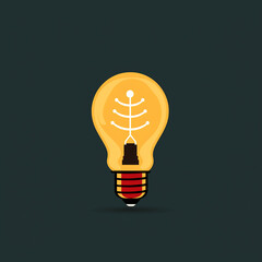 A minimalist Christmas light bulb with a glow. Flat clean illustration style