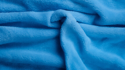 blue soft terrycloth material with folds in background orientation - obrazy, fototapety, plakaty