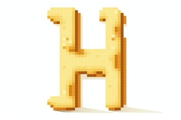 letter h, pixel art style, on white background