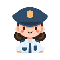 Policewoman icon in vector style, isolated logotype. Police, low, safety concept