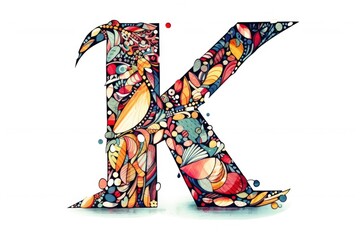 letter k, abstract expressionism style, on white background