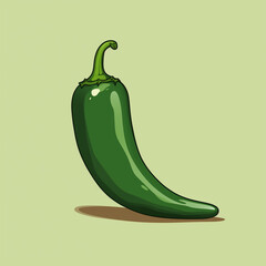 A minimalist graphic of a green jalapeño. Flat clean cartoon 2D illustration style