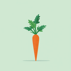 A simple silhouette of a carrot with its green top. Flat clean cartoon 2D illustration style