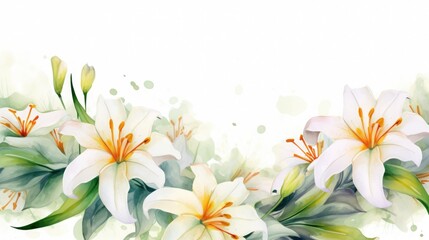 watercolor floral composition, Easter illustration with copy space