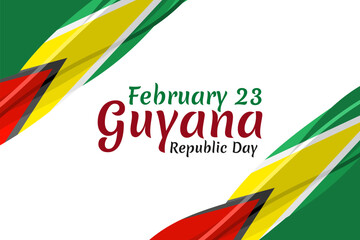 February 23, Republic Day of Guyana vector illustration. Suitable for greeting card, poster and banner.