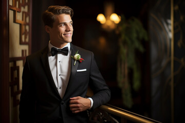 Handsome groom in a suit