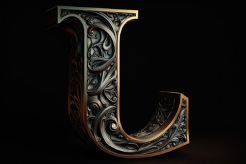 letter l, celtic style, on black background