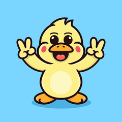 cute duck cartoon, peaceful greetings.