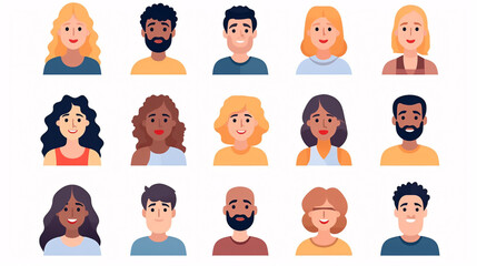 Set of avatars of different people in flat style. Vector illustration