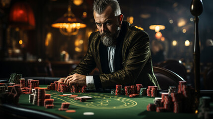 People addicted to gambling, roulette, horse racing slot machines blackjack, poker, AI generated - obrazy, fototapety, plakaty