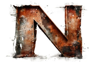 letter n, grunge style, on white background