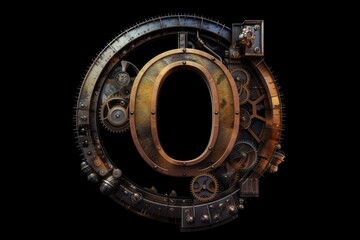 Fototapeta premium letter o, steampunk style, on black background