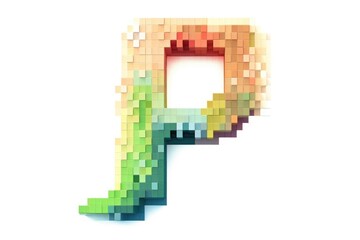 letter p, pixelated, on white background