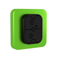 Black Air hockey table icon isolated on transparent background. Green square button.