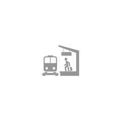 Rail or train station icon. Train station. logo. Railway track isolated on white background