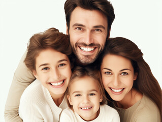 Fototapeta premium Happy family on isolated white background - ai generative