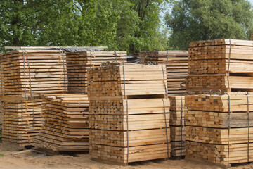Wood stack storage timber wooden materials lumber pile industry forest outdoor warehouse stock