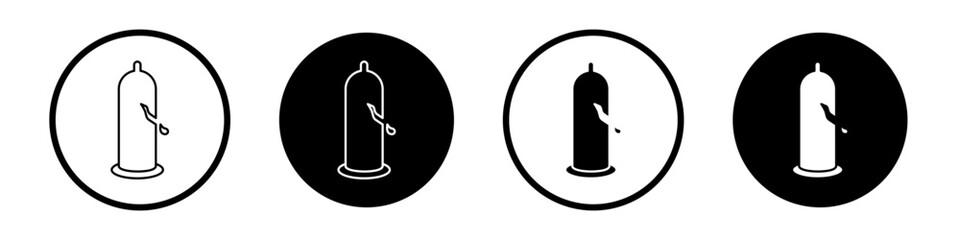 Broken Condom vector icon set. Broken condom vector symbol in black and blue color in suitable for apps and websites UI designs. - obrazy, fototapety, plakaty