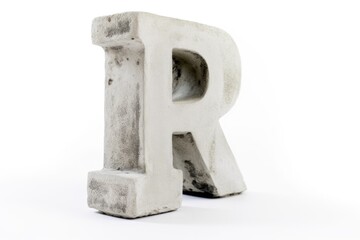 letter r, from concrete, on white background