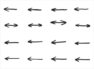 collection of hand drawn arrows, vector set. Doodle marker drawing